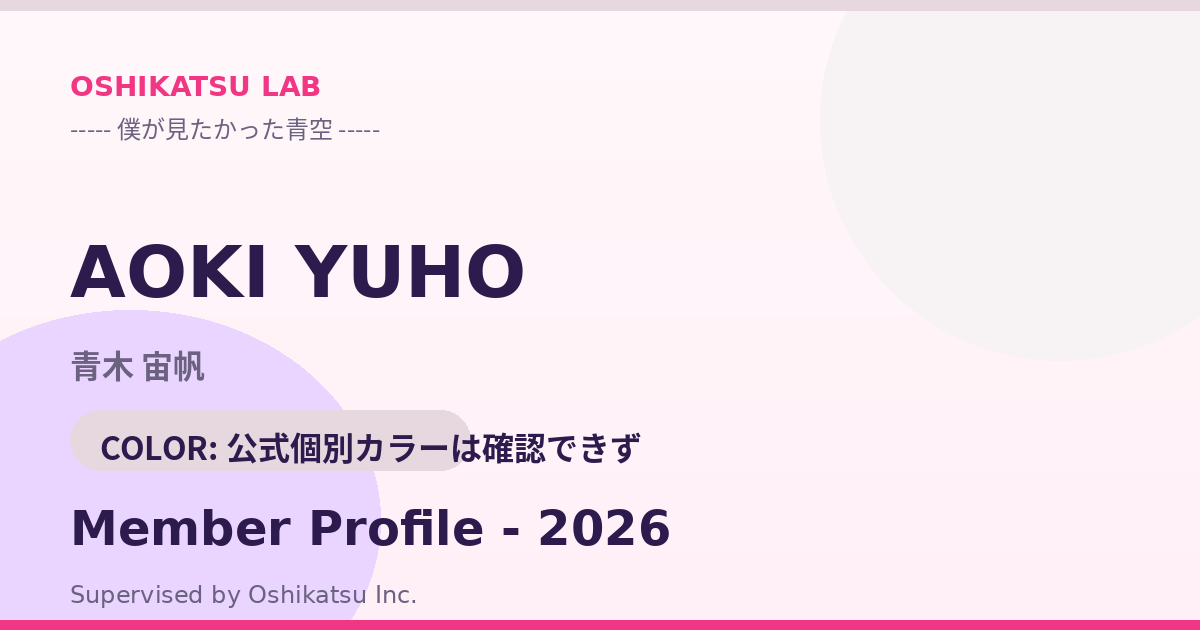 青木 宙帆｜僕が見たかった青空 プロフィール