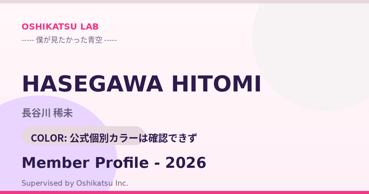 長谷川 稀未｜僕が見たかった青空 プロフィール