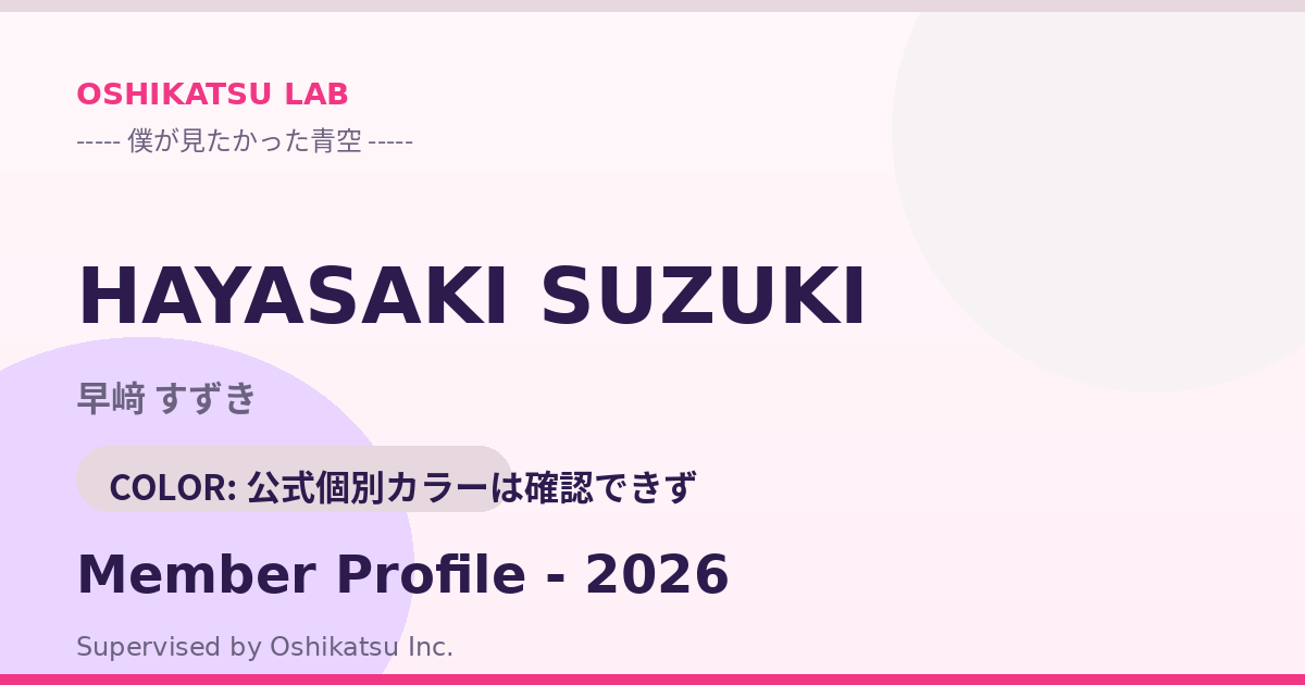 早﨑 すずき｜僕が見たかった青空 プロフィール