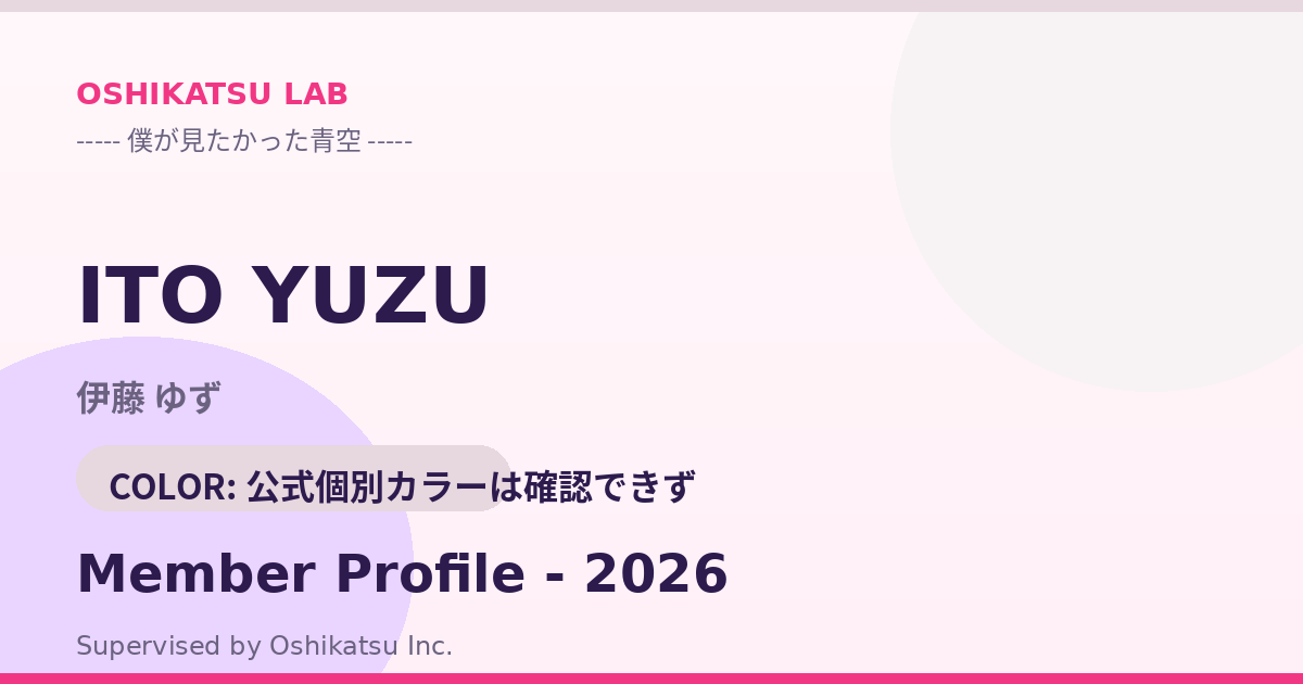 伊藤 ゆず｜僕が見たかった青空 プロフィール