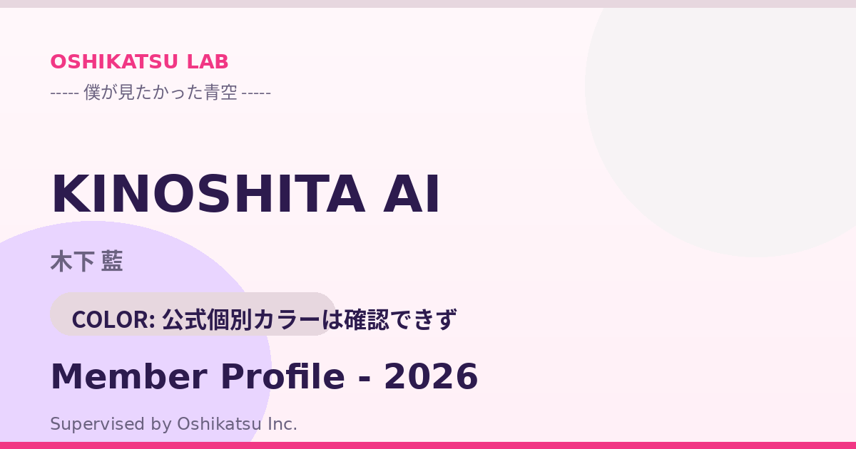 木下 藍｜僕が見たかった青空 プロフィール