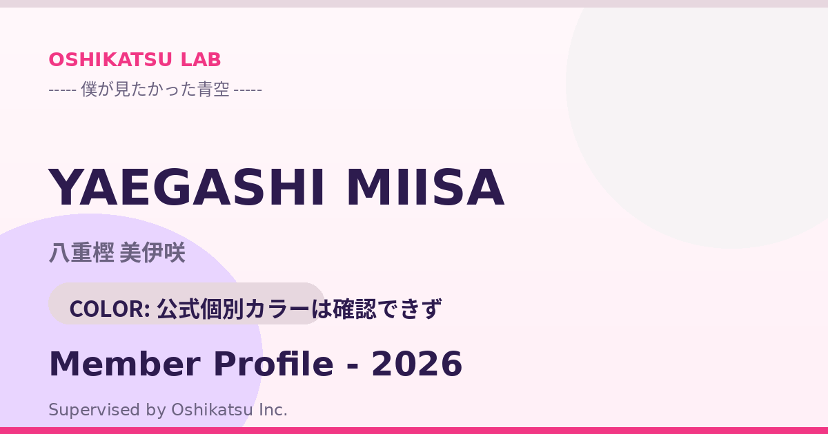 八重樫 美伊咲｜僕が見たかった青空 プロフィール