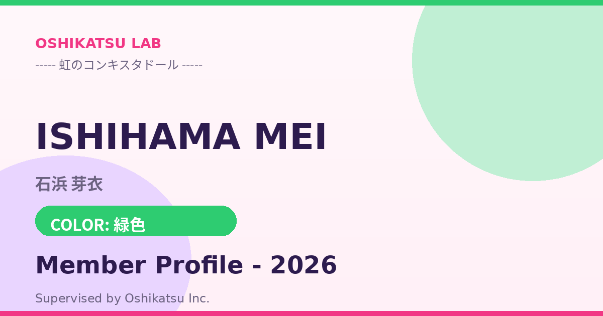石浜 芽衣｜虹のコンキスタドール プロフィール