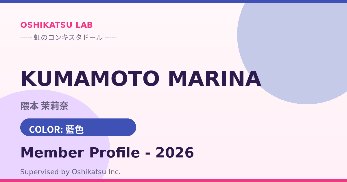 隈本 茉莉奈｜虹のコンキスタドール プロフィール